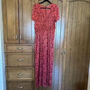 Anthropologie Red Jumpsuit